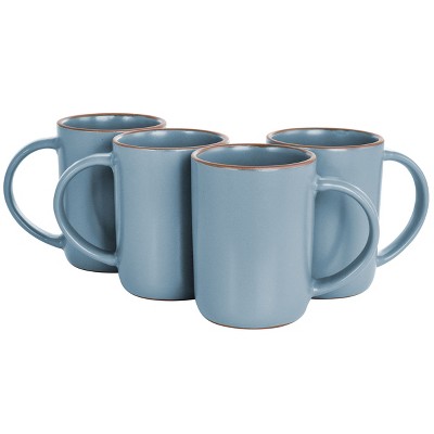 Simply Essential 4 Piece Stoneware 14.4oz Coffee Mug Set in Navy Blue - 14.4 Ounce