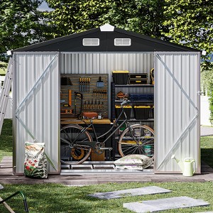 Aoxun 8.5 x 5.6 ft Outdoor Storage Shed with Base,  Metal Tool Storage Shed with Lockable Door - 1 of 4