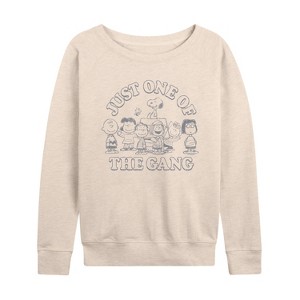 Women's - Peanuts - One Of The Gang Lightweight French Terry Wide Neck Long Sleeve Shirt - 1 of 4