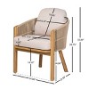 Outdoor Acacia Wood Dining Armchairs Set of 2, Rope Woven Back with Beige Cushions for Patio or Garden – Cuddlewood - 4 of 4