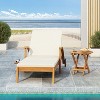 Okak Acacia Wood Outdoor Chaise Lounge with A Side Table,Reclining Long Chair Pool Chaise with Built-In Side Table,Outdoor Furniture,Natural - 2 of 4