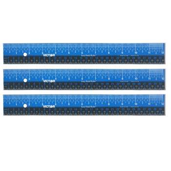 Victor Easy Read™ Ruler, Stainless Steel, Blue/Black, 12", Pack of 3