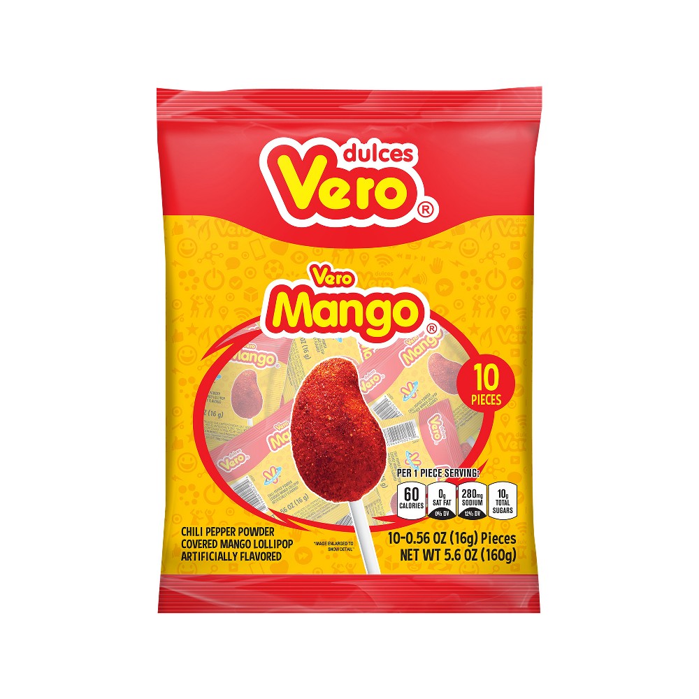 UPC 759686001534 Vero Mango Chili Pepper Powder Lollipops 5.64oz