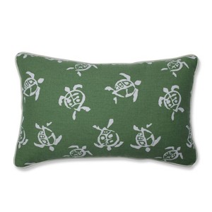 Sea Turtles Verte Lumbar Throw Pillow - Pillow Perfect, Beige Green
