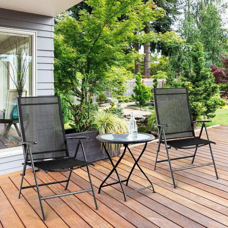 Tangkula 2PCS Folding Chair Patio Garden Outdoor w/ Steel Frame Adjustable Backrest, 3 of 11