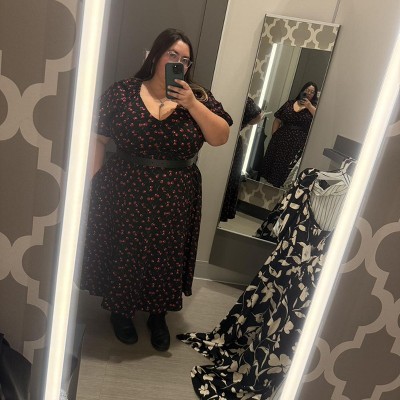 Women's Plus Puff Short Sleeve Maxi Empire Waist Dress - Ava & Viv Black  4X : Target