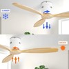 Sofucor 52'' Flush Mount Ceiling Fan without Lights Remote Control Wood Blades Reversible DC Motor Modern White Wood Ceiling Fan Indoor Outdoor - 2 of 4