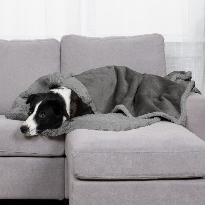 FurHaven Snuggly & Warm Faux Lambswool & Terry Waterproof Pet Throw Blanket - Large - Espresso