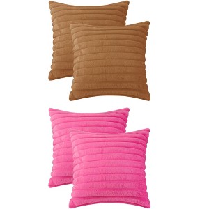 Unique Bargains Plush Faux Fur Solid Striped Soft Sofa Living Room Throw Pillow Covers Pack of 4 - 1 of 4