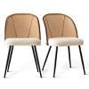 Set of 2 Faux Cane Back Dining Chairs, Upholstered Rattan-Style Accent Chairs with Metal Legs, Mid-Century Modern Kitchen Chairs-Maison Boucle - 4 of 4