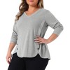 Women's Plus Size Long Sleeve V Neck Loose Fashion Buttons Tunic Blouse - Agnes Orinda - 2 of 4