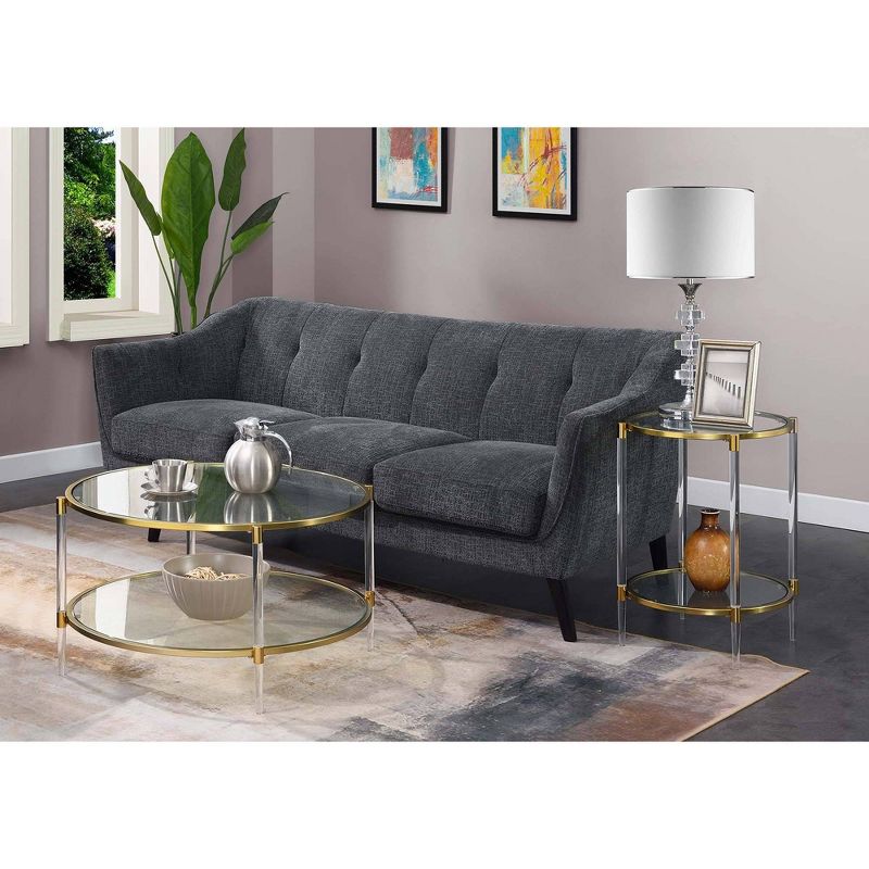 Royal Crest 2 Tier Acrylic Glass Coffee Table Clear/Gold - Breighton Home, 6 of 9
