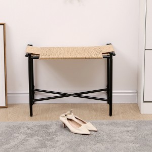 VYNXARIA Handwoven Paper Rope Foot Rest Stools: Stylish Ottomans for Entryway, Living Room, Bedroom & Office (Natural) - 1 of 4