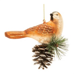 Glittered Glass Bird and Piencone Ornament (Set of 6) - 1 of 3