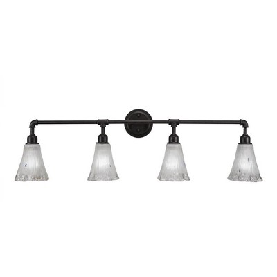 Toltec Lighting Vintage 4 - Light Vanity in  Dark Granite with 5.5" Fluted Frosted Crystal Shade