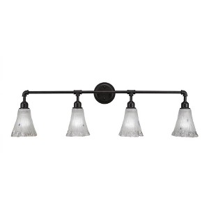 Toltec Lighting Vintage 4 - Light Vanity in  Dark Granite with 5.5" Fluted Frosted Crystal Shade - 1 of 1