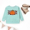 The Juniper Shop SmileyWorld Pumpkin Face Checkered Youth Sweatshirt - M - Seafoam - 3 of 4