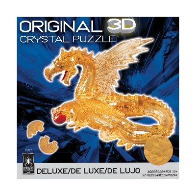Golden Translucent Dragon 3D Crystal Puzzle with Red Marble