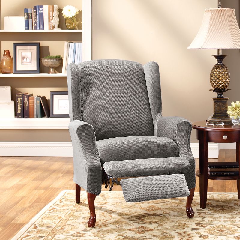 Stretch Pique Wing Recliner Slipcover - Sure Fit, 3 of 8
