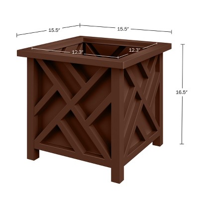 15.5-Inch Brown Polypropylene Lattice Design Planter Box