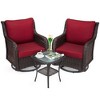 Outdoor 3-Piece Bistro Set: Wicker Glider Chairs & Table with 4" Thick Cushions for Porch, Deck, Balcony - 2 of 4