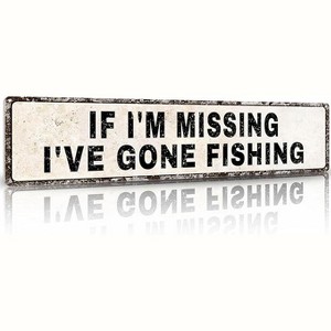 Lomsoe Funny Gone Fishing Sign Man Cave Dorm Door & Home Room Decor Birthday, Fathers Day & Christmas Gift 16x4 inches - 1 of 1