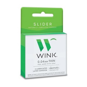Wink Slider Thin Lubricated Condom 0.04mm, 3 Ct - 1 of 4