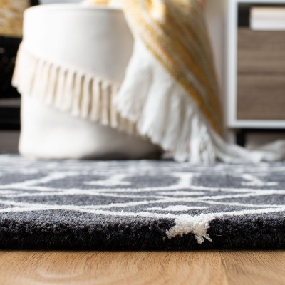Gray Square Hand-Tufted Wool & Viscose Blend Easy-Care Rug