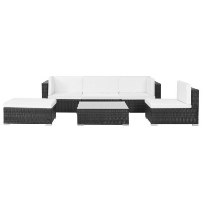 vidaXL Patio Sofa Set Set of 6 Black, Cream White