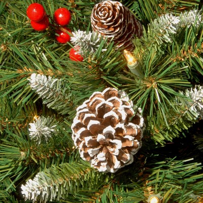 20" Frosted Berry Hanging Basket with Warm White LED Lights