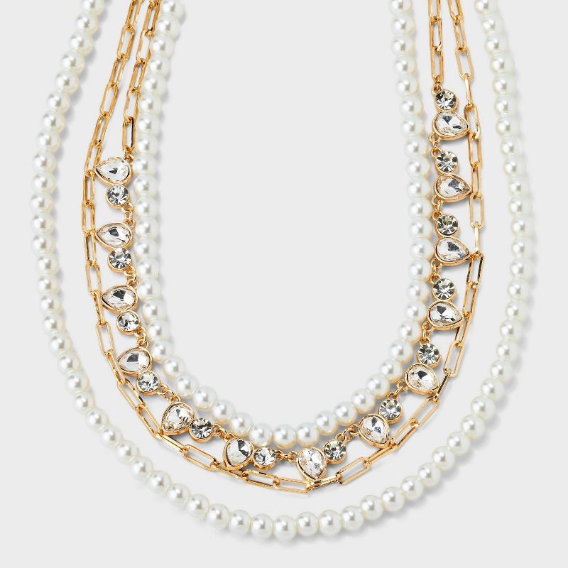 Pearl Stone Multi-Strand Necklace - A New Day&#8482; Gold, 1 of 6