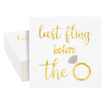 Blue Panda 50 Pack Last Fling Before the Ring Bachelorette Party Napkins, White, 5x5 in
