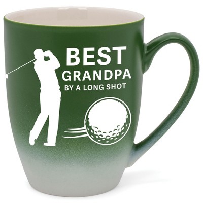 Elanze Designs Best Grandpa By A Long Shot Two Toned Ombre Matte Green and White 12 ounce Ceramic Stoneware Coffee Cup Mug
