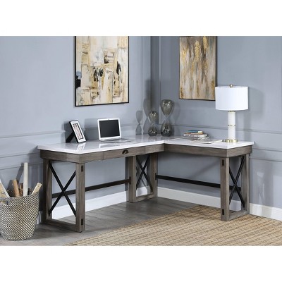 NicBex Home Office Desk L-Shaped Morden Writing Desk with Lifting Table, Drawer with Metal Slide and Wooden Desktop for Study and Work
