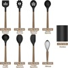 BRINJOY 9-Piece Silicone Kitchen Cooking Spatula Set with Wooden Handle for Nonstick Pans, 446¡ãF Resistant Silicone with Large Stand (Black) - 2 of 4