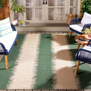 Courtyard Standalone Power Loomed Indoor/Outdoor Area Rug - Dark Green/Beige - 6'7"x9'6" - Safavieh. - 1 of 4