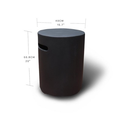 Black Concrete Round Propane Tank Cover Table