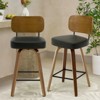 Bekrvio Swivel Counter Height Bar Stools Set of 1/2/3/4,26" Faux Leather Upholstered Bar Stools with Back & Bent Wood Frame for Kitchen Island - 3 of 4