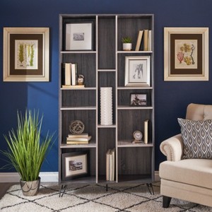 Okak Moder Tall Bookshelves with 5-Tier, Display Case With 13 holes，Bookcase for Living Room, Office, Hallway, Grey - 1 of 4