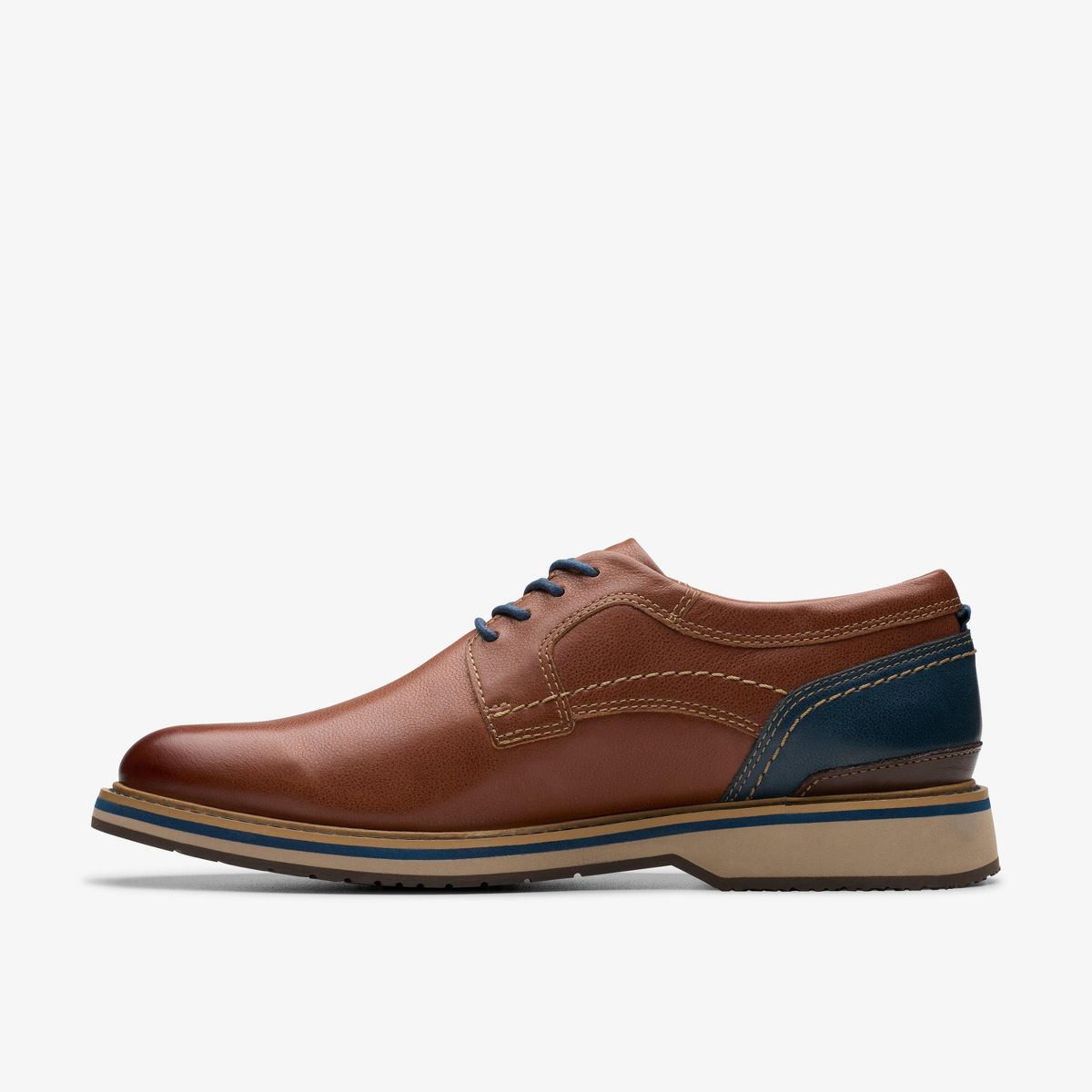Clarks Mens Monahan Plain Tan Leather Shoes - thumbnail 3