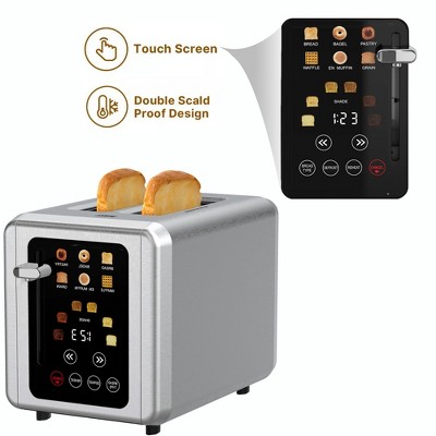 WHALL 2 Slice Toaster, Touchscreen Dual Independent Control Panel, Smart Bread Toaster, Stainless Steel Toaster, Extra Wide Slots Toaster With Bagel