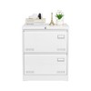 INFURNIC Decorative Storage Cabinet 2 Drawer File Cabinet with Lock for Modern Office Spaces, White, 30.9"*6.5"*27.7" - 3 of 4