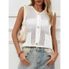 Womens Summer Fall Casual Sweater Vest Sleeveless Crochet Button Down Loose Knit Shirt Cardigan Sweaters Tank Top With Pockets - 3 of 4