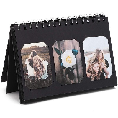Paper Junkie 2-Pack Desk Calendar Flip Photo Album Black Picture Frames, 8.25x 5.5 Inch