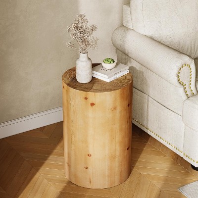 Tribesigns Farmhouse End Table for Small Spaces, Modern Plant Stand, Accent Cocktail Table for Living Room, Bedroom, Wooden Pedestal Natural