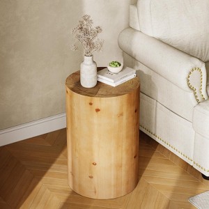 Tribesigns Farmhouse End Table for Small Spaces, Modern Plant Stand, Accent Cocktail Table for Living Room, Bedroom, Wooden Pedestal Natural - 1 of 4