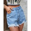 Women's High Waist Denim Shorts Raw Hem Casual Ripped Jean Shorts - 2 of 4