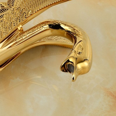 Gold Polished Brass Swan Single Handle Bathroom Faucet