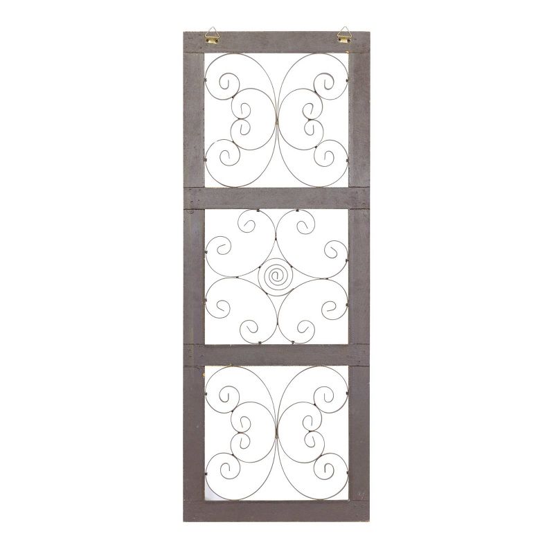 36&#34; x 14&#34; Wood Scroll Window Inspired Wall Decor with Metal Scrollwork Relief Brown - Olivia &#38; May, 3 of 18