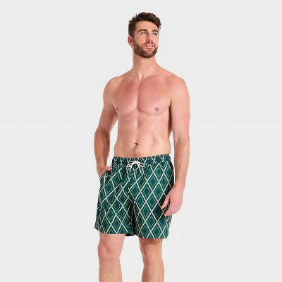 Goodfellow & Co Men's 7" Vacation Collection Diamond Print Swim Trunks - Goodfellow & Co™ Teal Blue L — фото 3